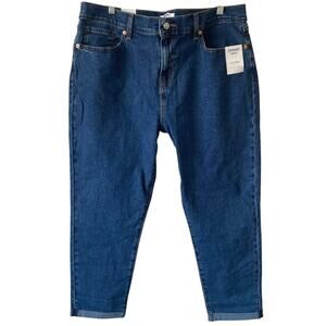 NEW DENIZEN FROM LEVIS Boyfriend Cropped Jeans Medium Blue Wash Size 12 Stretch